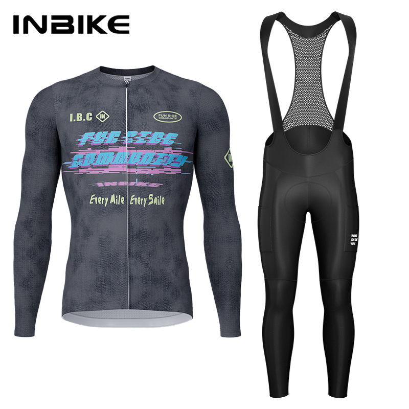 Cycling Gear Brands - ชุดปั่นจักรยาน INBIKE สำหรับฤดูใบไม้ผลิและฤดูใบไม้ร่วง เสื้อปั่นจักรยานแขนยาว กางเกงปั่นจักรยานแบบมีแผ่นรอง ชุดปั่นจักรยานเสือภูเขาและเสือหมอบ