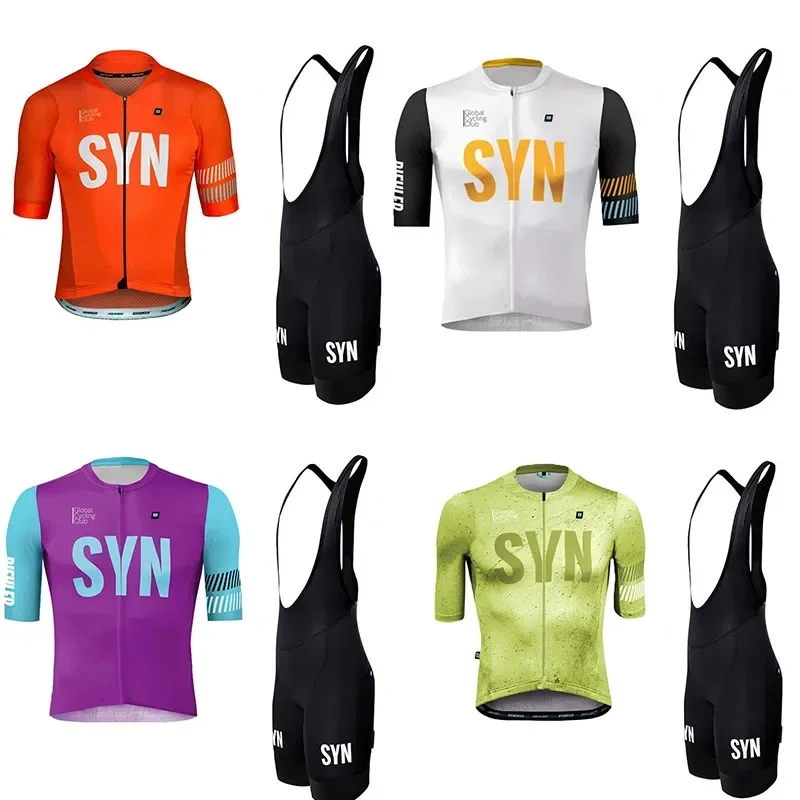 Cycling Gear Brands - SYN เสื้อปั่นจักรยานสำหรับผู้ชาย เสื้อเจอร์ซีย์ฤดูร้อน เสื้อปั่นจักรยานแบบมีสายรัดไหล่ ระบายอากาศ แห้งเร็ว
