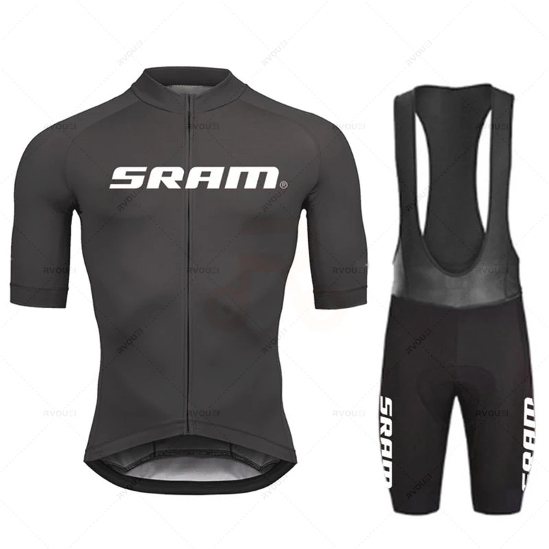 Cycling Gear Brands - 2024 Sram Proชุดขี่จักรยานJerseyกางเกงขาสั้นจักรยานแขนสั้นBicicletaเสื้อผ้าจักรยานMaillot Ciclismo Hombreสีดําชุด