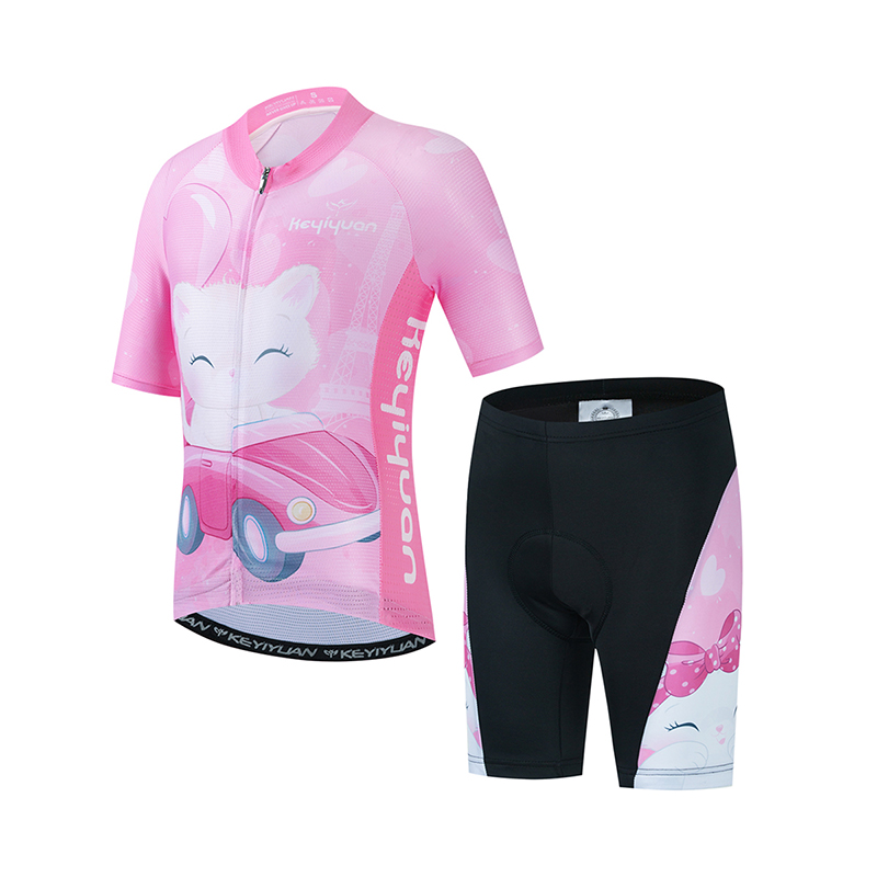 Cycling Gear Jersey - KEYIYUAN เด็กแผนที่เสื้อเจอร์ซีย์นักปั่นชุดเด็กผู้หญิงชุดขี่จักรยานแขนสั้นเสื้อผ้าเด็กชุดปั่นจักรยานแขนยาวขายาว Mtb เสื้อยืด Abbigliamento Ciclismo